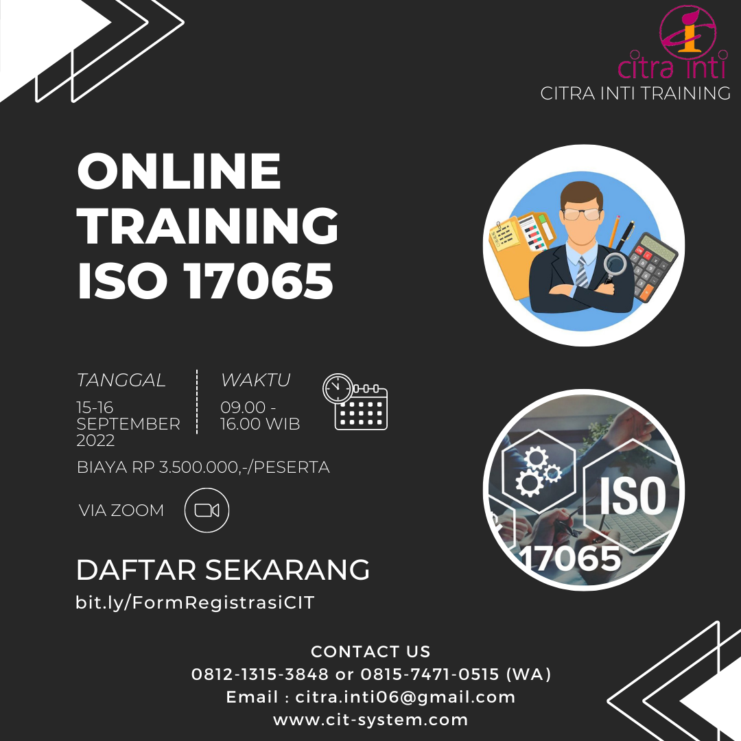 Online Training ISO 17065 | Citra Inti Training System